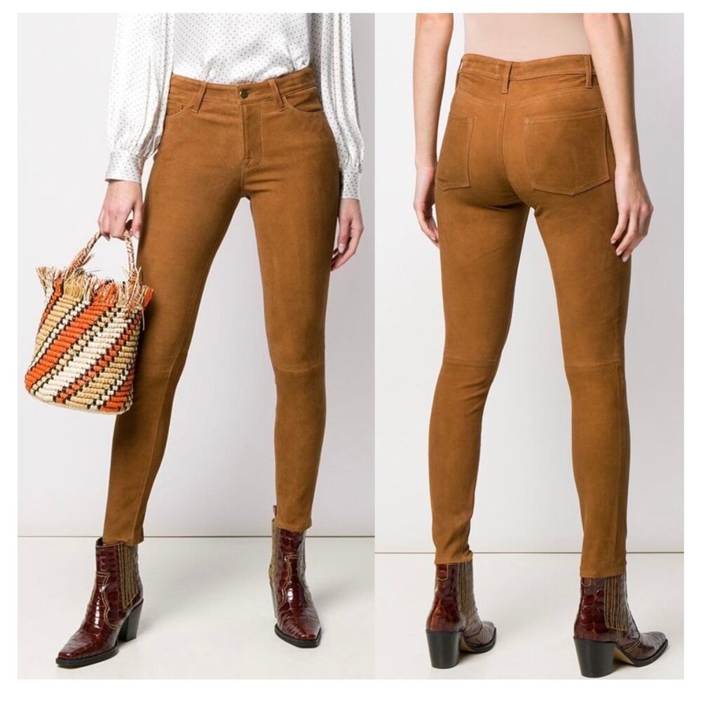NWT FRAME Le High Skinny Lamb Nubuck Suede Leather Skinny Pants Size 23